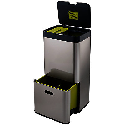 Joseph Joseph Intelligent Waste Separation & Recycling Totem Bin 60L, Stainless Steel